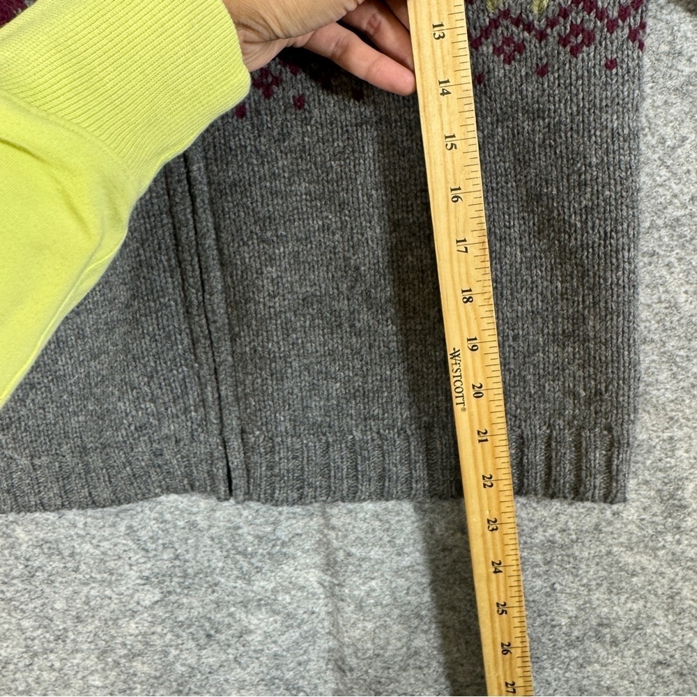 Vintage Woolrich Grey Heather Lambswool Fair Isle Zip Cardigan Sweater  S/P - Picture 8 of 14